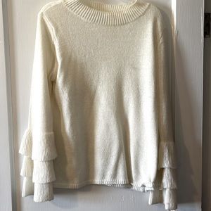 Large Cream Sweater with Ruffle Sleeves